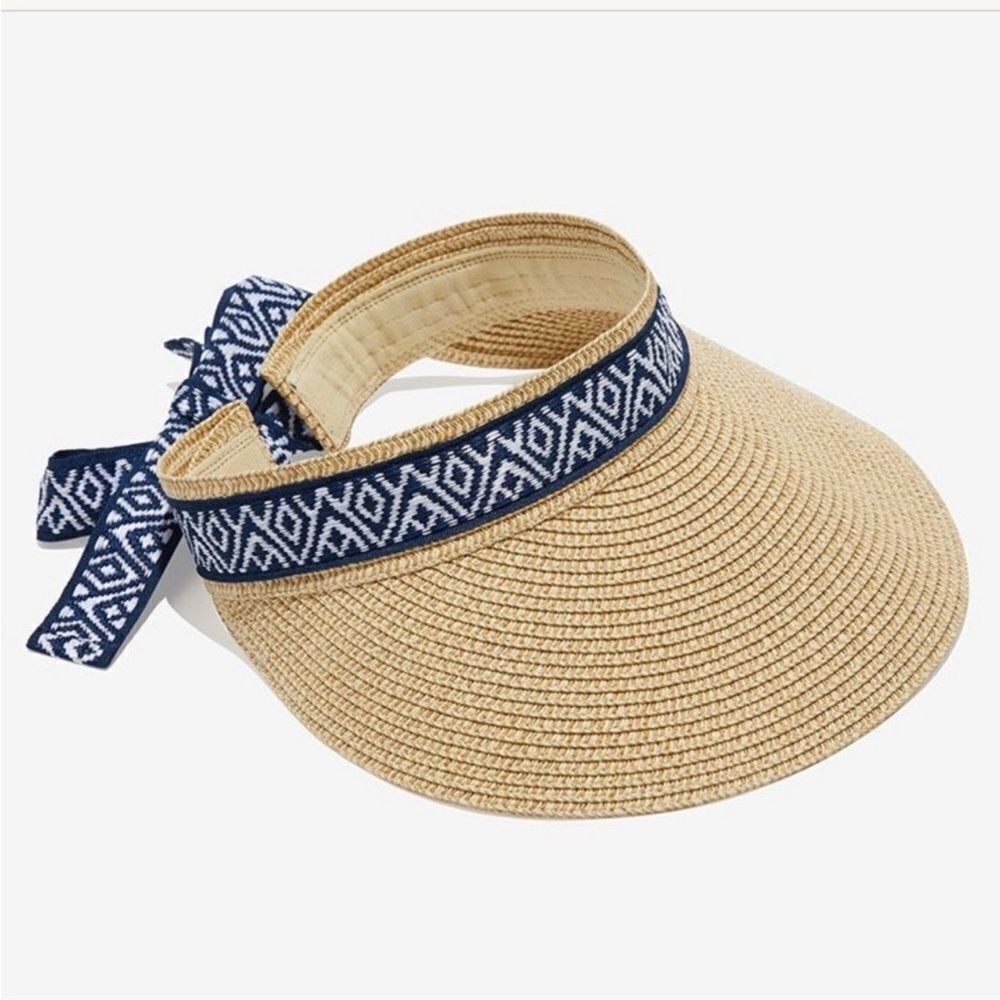 NWT Sea & Grass Coastal Bendable straw Visor with Ribbon